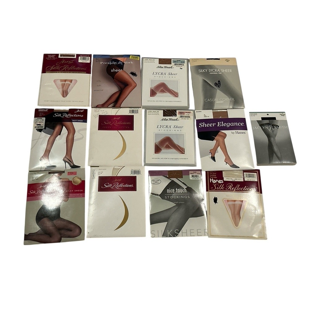 VTG Pantyhose Silk Reflections Tights Lot of 13 Various Colors‎ & Sizes